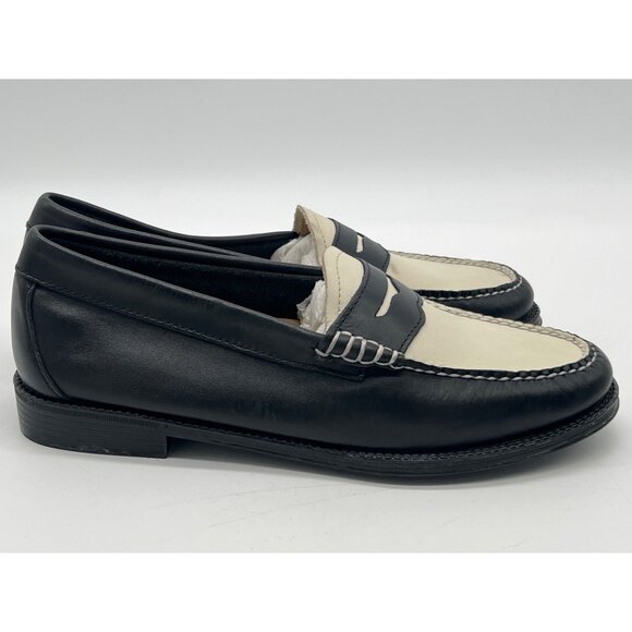 G.H. Bass Womens Black & White Penny Loafers Size 6M Leather Classic Slip-On Sho - Picture 5 of 11